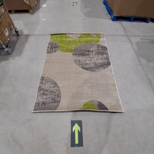 ECARPETGALLERY BELLAGIO COLLECTION MEDIUM PILE MODERN ABSTRACT AREA RUG - 3FT 9" X 5FT 6" - IVORY/GREEN RUG image 3