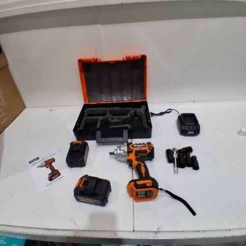 MAGSEN 1/2" CORDLESS BRUSHLESS HIGH TORQUE IMPACT WRENCH WITH BATTERIES - 21 V - ORANGE image 3