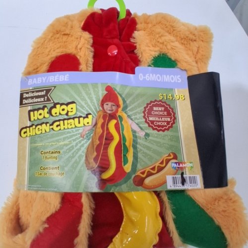 BABY HOT DOG COSTUME - 0-6 MONTHS - RED, YELLOW AND GREEN image 3