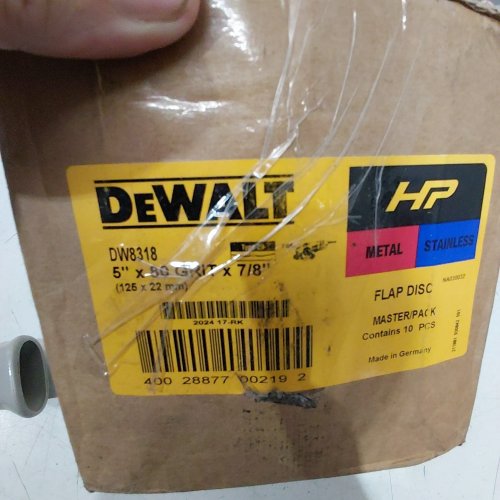 10PK DEWALT ZIRCONIA FLAP DISC - 5" X 7/8" - 80 GRIT (MODEL: DW8318) image 2