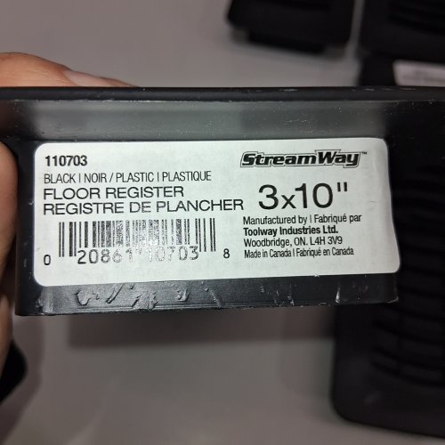 6 STREAMWAY PLASTIC FLOOR REGISTER - 3" X 10" - BLACK (MODEL: 110703) image 2