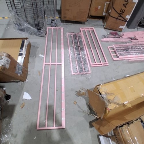 LIKIMIO L SHAPED TWIN BED FRAMES WITH RAILS - TWIN - PINK (MODEL: HK-TTBF-01W) image 5