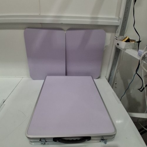 PORTABLE FOLDABLE CAMPING TABLE WITH PORTABLE BAG 27.6" X 47.2" - BLACK/PURPLE image 2