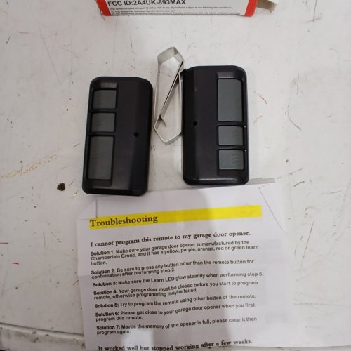 2PK UNBRANDED REMOTE CONTROL GARAGE DOOR OPENER - BLACK / GREY (MODEL: J893MAX) image 2