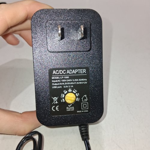 UNIVERSAL AC/DC ADAPTER WITH 6 PORTS - 3V/4.5V/5V/6V/7.5V/9V/12V ADJUSTABLE - BLACK (MODEL: LP-1000) image 3
