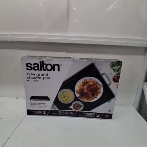 SALTON HOTRAY XL WARMING TRAY WITH TEMPERED GLASS - 400W -21" X 16" - BLACK - (MODEL: 2123123 / WT2148) image 5