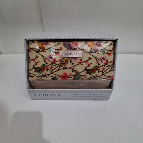 VERONA TRIPLE-SECTION COSMETIC CASE - FLORAL/BIRD PRINT (MODEL: 1208929) image 2