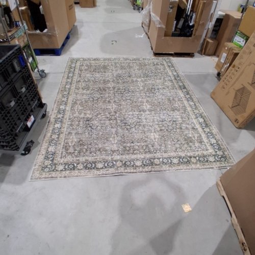 VINTAGE TRADITIONAL WASHABLE AREA RUG WITH NON-SLIP BACKING - 8FT X 10FT - GREEN image 2