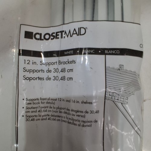 12PK CLOSETMAID SUPPORT BRACKETS FOR CLOSET SHELVES - 12"- WHITE image 3