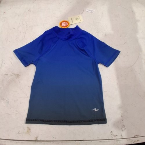 BOY'S GEORGE SHORT SLEEVE RASHGUARD SWIM TOP - SMALL (6) - BLUE (STYLE: AWS68022B) image 2