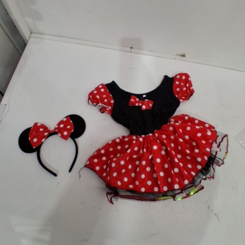 GIRLS 2PC KAWELL MINI MOUSE COSTUME DRESS AND HEAD PIECE - SIZE 4T-5T (110) - RED /BLACK image 2