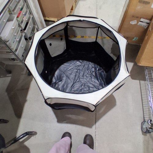 FOLDABLE PET MESH PLAYPEN - MEDIUM - NAVY/BEIGE image 2