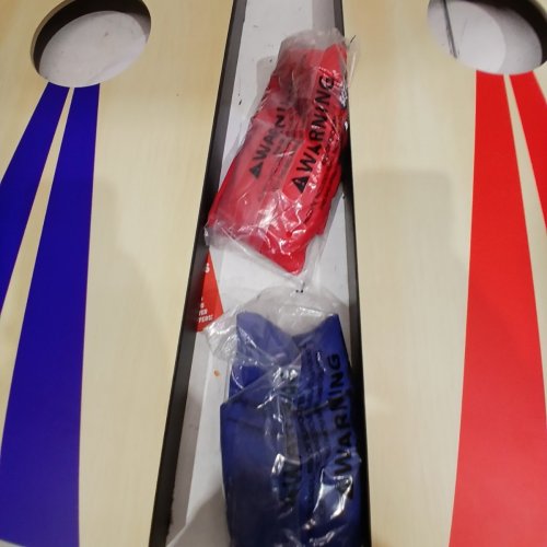 GOSPORTS PORTABLE SIZE CORNHOLE GAME SET WITH 6 BEAN BAG - 2FT X 1FT - WOOD/BLUE/RED (MODEL : CH-03-MDF-WOOD) image 3