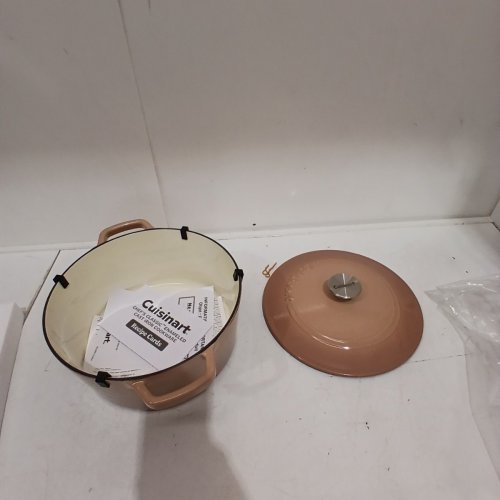 CUISINART ENAMELED CAST IRON DUTCH OVEN CASSEROLE POT WITH LID - 5QT - MOCHA PINK - (MODEL: CI650-25GMC) image 2