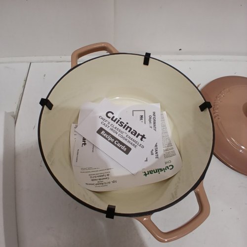 CUISINART ENAMELED CAST IRON DUTCH OVEN CASSEROLE POT WITH LID - 5QT - MOCHA PINK - (MODEL: CI650-25GMC) image 3