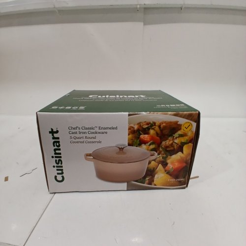 CUISINART ENAMELED CAST IRON DUTCH OVEN CASSEROLE POT WITH LID - 5QT - MOCHA PINK - (MODEL: CI650-25GMC) image 6
