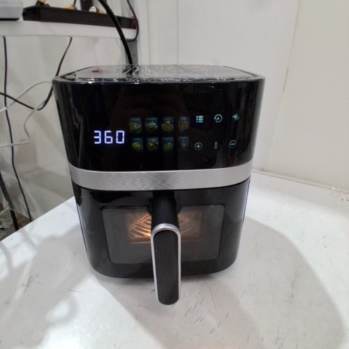 BLUEBOW 8-IN-1 AIR FRYER WITH TOUCHSCREEN, VIEWING WINDOW, COOKING PRESETS - 6QT - 1350W - BLACK/SILVER image 2