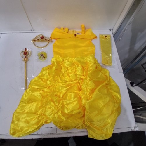7PC GIRL'S KAWELL PRINCESS BELLE COSTUME DRESS - SIZE 8 - YELLOW image 3