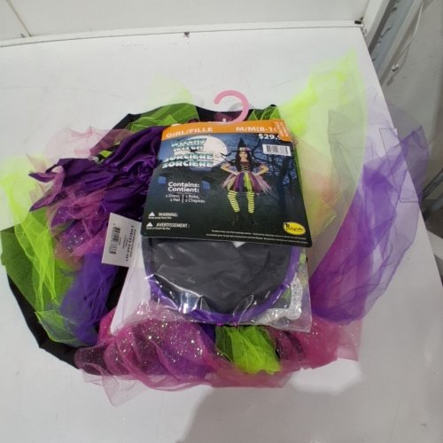 2PC GIRL'S PARTYHOLIC WITCHY WITCH COSTUME SET - MEDIUM 8/10 - BLACK / PURPLE / GREEN image 2