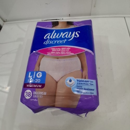 38PK ALWAYS DISCREET ADULT INCONTINENCE UNDERWEAR - LARGE - PURPLE image 3