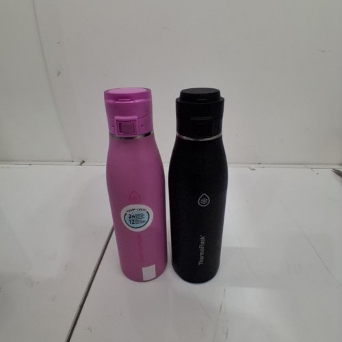 2PK THERMOFLASK LEAKPROOF COMFORT SIP STAINLESS STEEL BOTTLE - 25OZ - BLACK/PINK (MODEL: 1901736) image 2