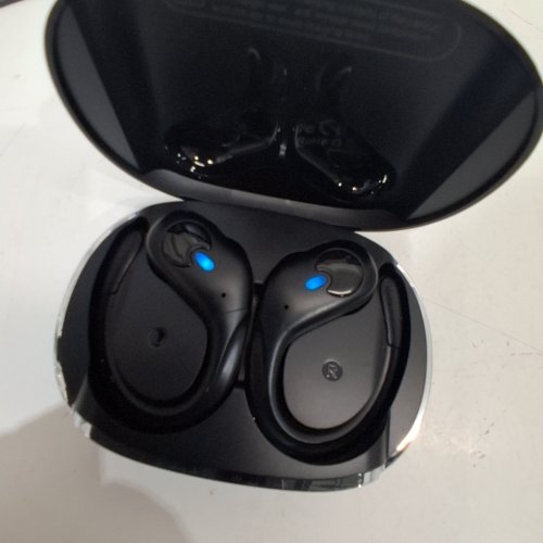 SAJAWASS WIRELESS BLUETOOTH EARBUDS WITH EARHOOKS - IN EAR HEADPHONES WITH 80HRS PLAYBACK, LED DISPLAY CHARGING CASE, NOISE CANCELLING, IPX7 WATERPROOF - BLACK (MODEL: BX30) image 3