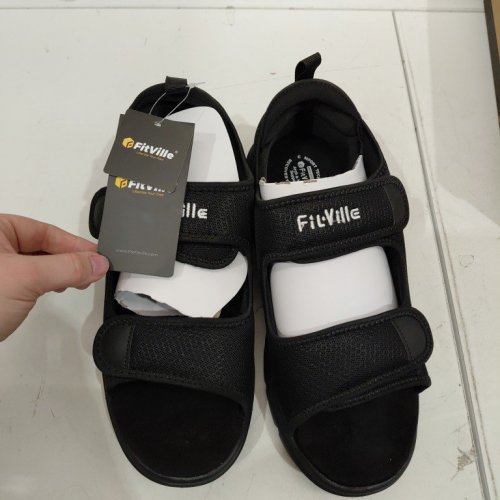 MEN'S FITVILLE ARCH SUPPORT SLIPPER OPEN TOE SANDALS - 11 WIDE - BLACK (STYLE: FR2305ETRSV3M) image 4