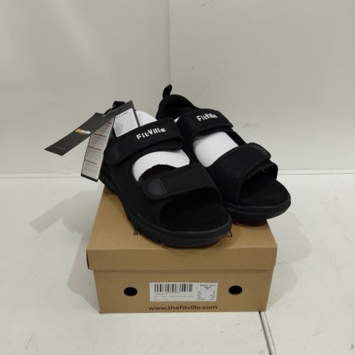 MEN'S FITVILLE ARCH SUPPORT SLIPPER OPEN TOE SANDALS - 11 WIDE - BLACK (STYLE: FR2305ETRSV3M) image 6