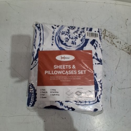 4PC HITIME SHEETS AND PILLOWCASES SET - CALIFORNIA KING - WHITE/BLUE image 2