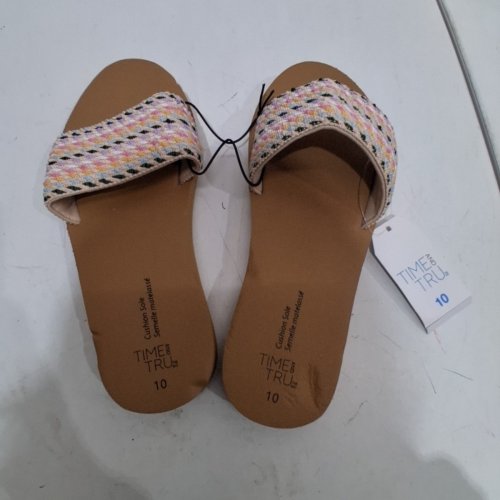 WOMEN'S TIME AND TRU WOVEN SLIDE SANDALS - 10 - MULTICOLOR image 3
