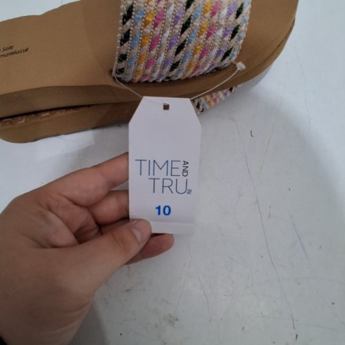 WOMEN'S TIME AND TRU WOVEN SLIDE SANDALS - 10 - MULTICOLOR image 7