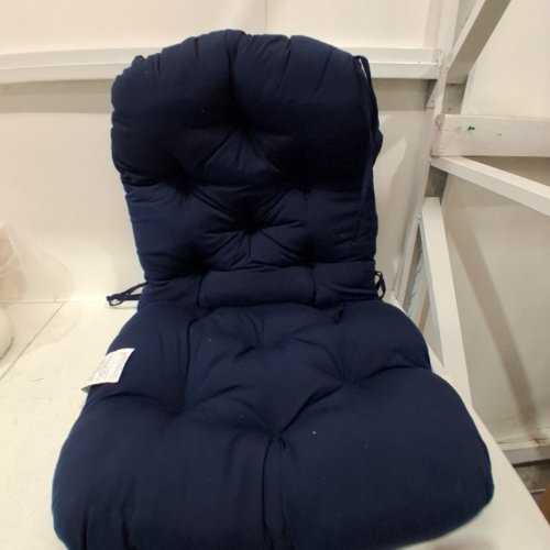 PADDED ROUNDED TOP WATER RESISTANT ROCKING CHAIR CUSHION - 22" X 40" - NAVY BLUE image 3