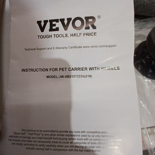 VEVOR PET CARRIER WITH WHEELS - 25LBS MAX - GRAY / BLACK (MODEL: JW-XB21212255(218)) image 2
