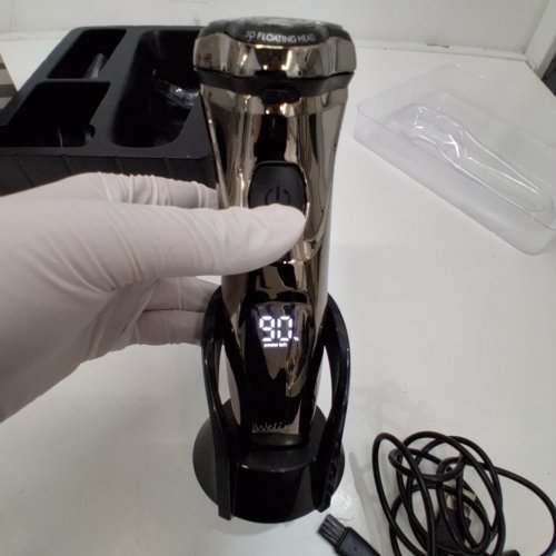 WELIRY CORDLESS ELECTRIC RAZOR WITH CHARGING STAND - WET AND DRY - BLACK/SILVER (MODEL: BY-1760) image 2