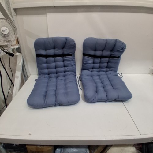 2PK CHAIR CUSHIONS WITH THICKENED SEAT - 33.5" X 17.5" - BLUE image 2