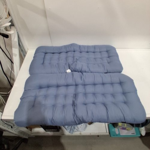 2PK CHAIR CUSHIONS WITH THICKENED SEAT - 33.5" X 17.5" - BLUE image 3