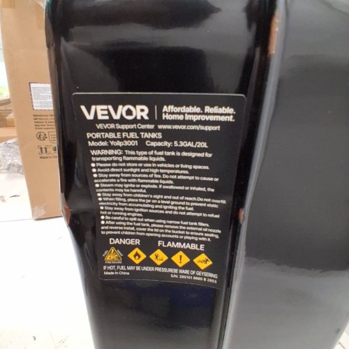 VEVOR PORTABLE FUEL TANK - 5.3 GAL / 20 L - BLACK (MODEL: YOILP3001) image 2