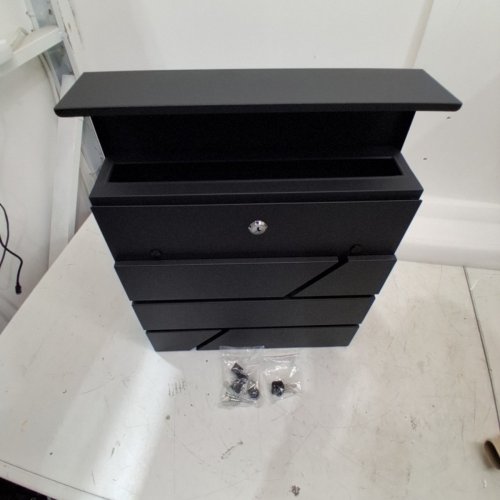 FINE ART LIVING VALENCIA WALL MOUNTED LOCKING STEEL MAILBOX - 14.29" X 4.29" X 14.29" - BLACK (MODEL: MD25) image 2