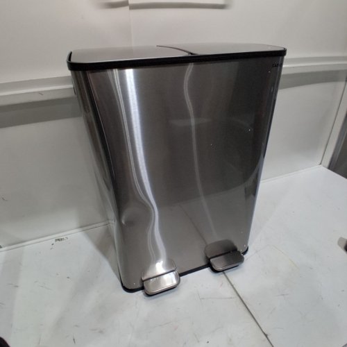 GARVEE DUAL GARBAGE BIN WITH SOFT-CLOSE LIDS - 40L EACH SIDE - SILVER STAINLESS STEEL - (MODEL: PHK_33UVXS6Y) image 2