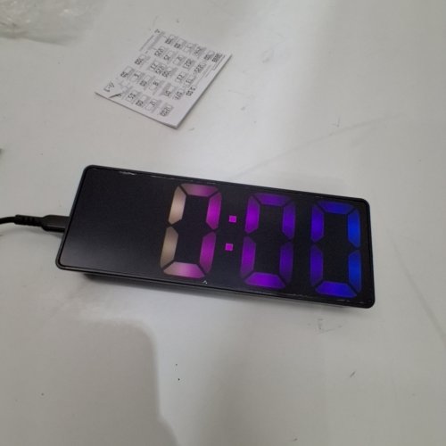 DIGITAL LED ALARM CLOCK WITH LARGE SCREEN - 6.4" - COLOURFUL TEXT - BLACK image 2