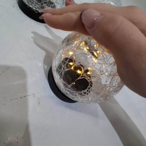 6PK SOLAR GARDEN GROUND LED WATERPROOF CRACK BALL LIGHTS - 3.5" - BLACK image 2