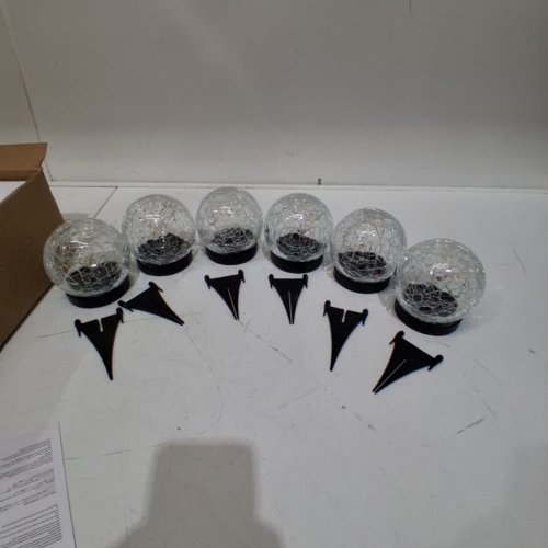 6PK SOLAR GARDEN GROUND LED WATERPROOF CRACK BALL LIGHTS - 3.5" - BLACK image 3