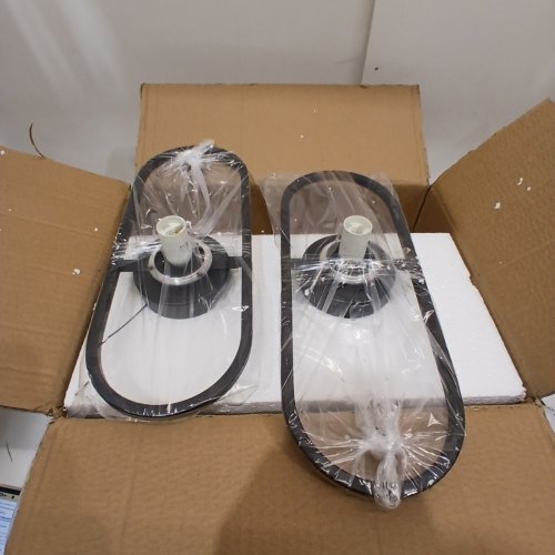 2PK LUKYAMZN UPGRADED 1-BULB WALL SCONCE WITH CLEAR GLOBE GLASS - 15.75" - MATTE BLACK image 3