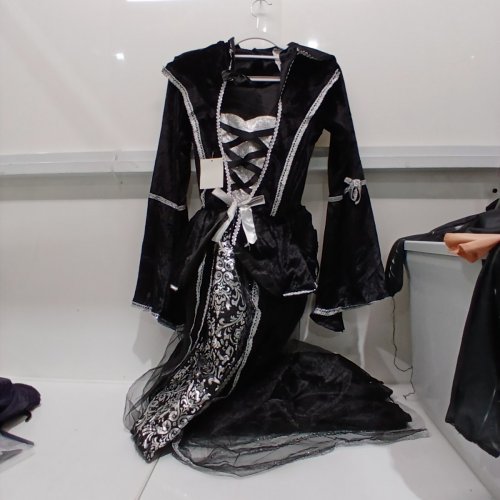 GIRL'S GOTHIC ENCHANTRESS COSTUME DRESS - MEDIUM - BLACK/SILVER (ITEM: 14777M) image 2