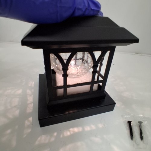 AEYANZZ SOLAR POST CAP LIGHT WITH CRACKLE GLASS SHADE - WARM WHITE AND RGB - 4" X 4" - BLACK (MODEL: SL1688) image 2