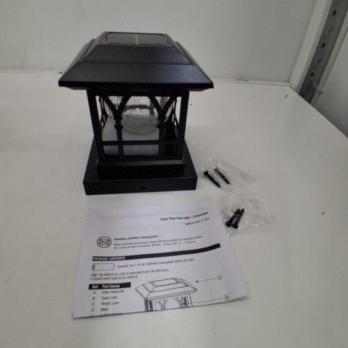 AEYANZZ SOLAR POST CAP LIGHT WITH CRACKLE GLASS SHADE - WARM WHITE AND RGB - 4" X 4" - BLACK (MODEL: SL1688) image 4