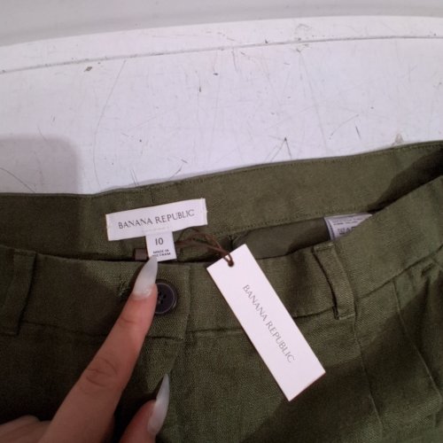WOMEN'S BANANA REPUBLIC RELAXED LINEN UTILITY BEACH PANTS - SIZE 10 - OLIVE GREEN (STYLE : 323487741) image 2