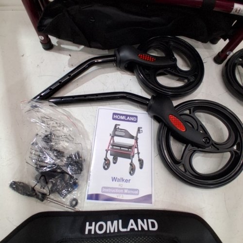 HOMLAND ALUMINUM ADJUSTABLE WALKERS FOR SENIORS WITH SEAT AND FOLDABLE ROLLATOR WALKER - 350LBS CAP - RED (MODEL: R2-RD) image 3