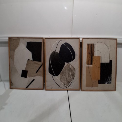 3PC FRAMED NEUTRAL ABSTRACT WALL ART, 17" X 24" - NATURAL image 2