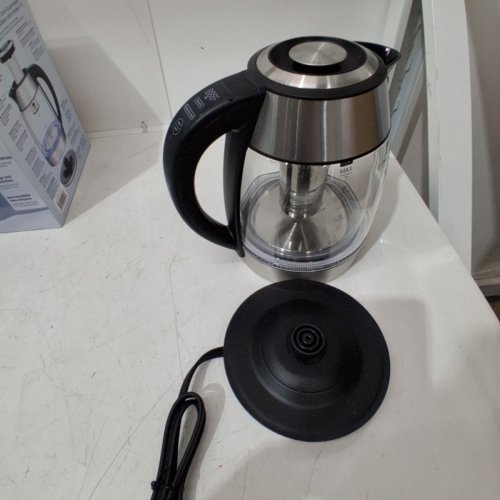 CHEFMAN DUAL-GLASS COOL-TOUCH DIGITAL KETTLE WITH ADJUSTABLE TEMPERATURE AND REMOVABLE TEA INFUSER - 1.7L CAP - STAINLESS STEEL/BLACK (MODEL: RJ11-17-CTI-DG-CA-CO/1992747) image 3